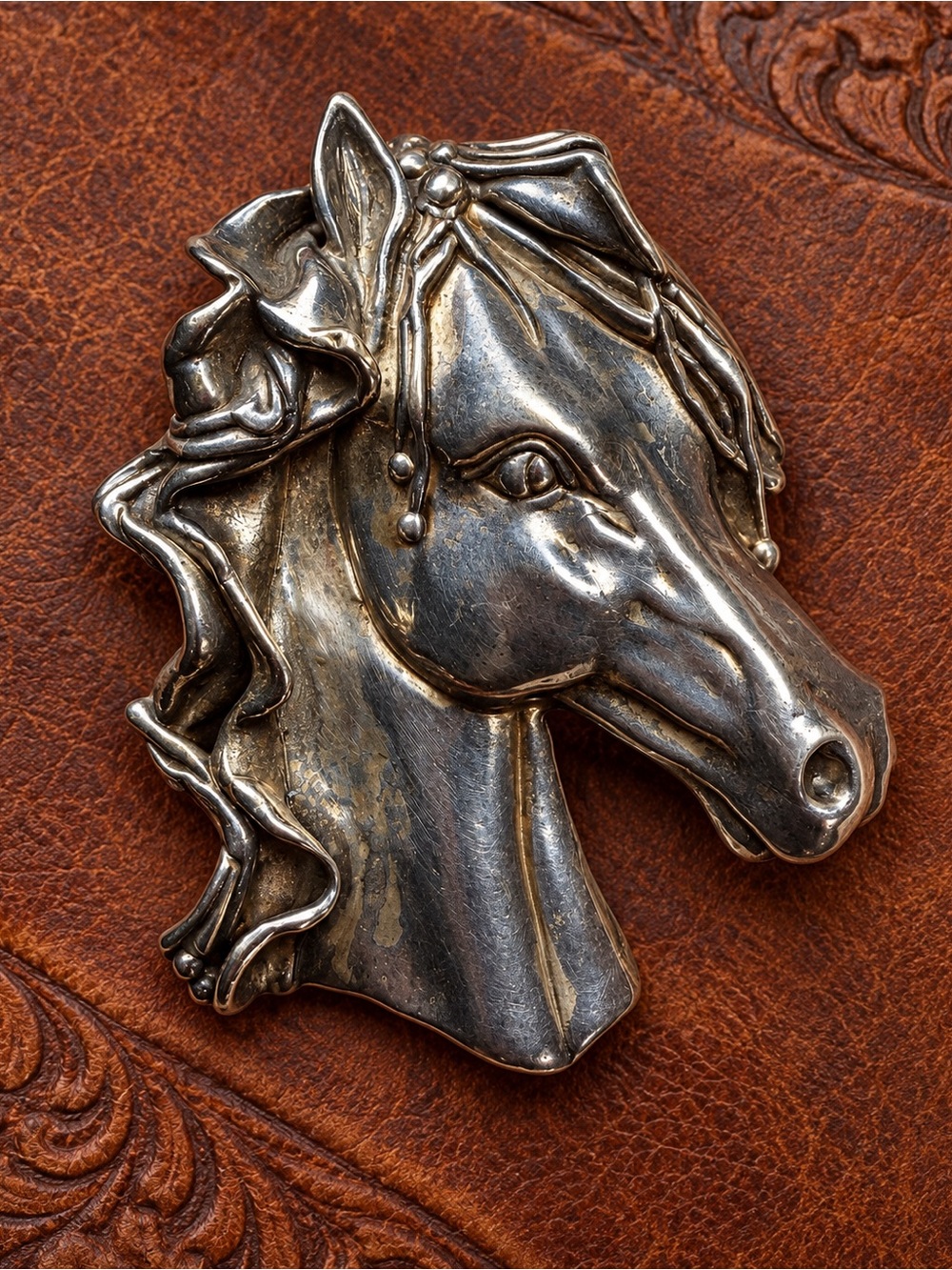 Vintage JEM 925 Sterling Silver Horse Head Brooch Pendant – Large Sculptural Equ